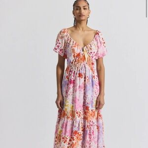Derek Lam 10 Crosby pink and Orange Floral Laine Midi Dress